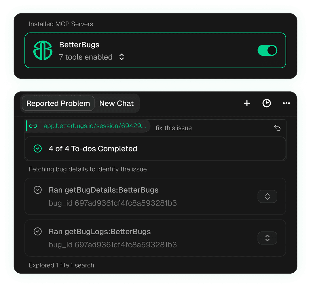 MCP Dashboard with Installed Servers and Bug Details